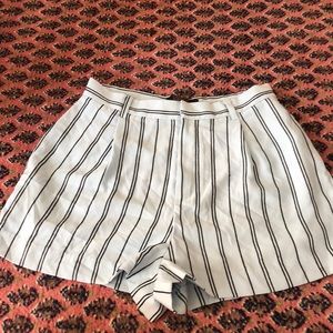 Blue with black stitched vertical stripes